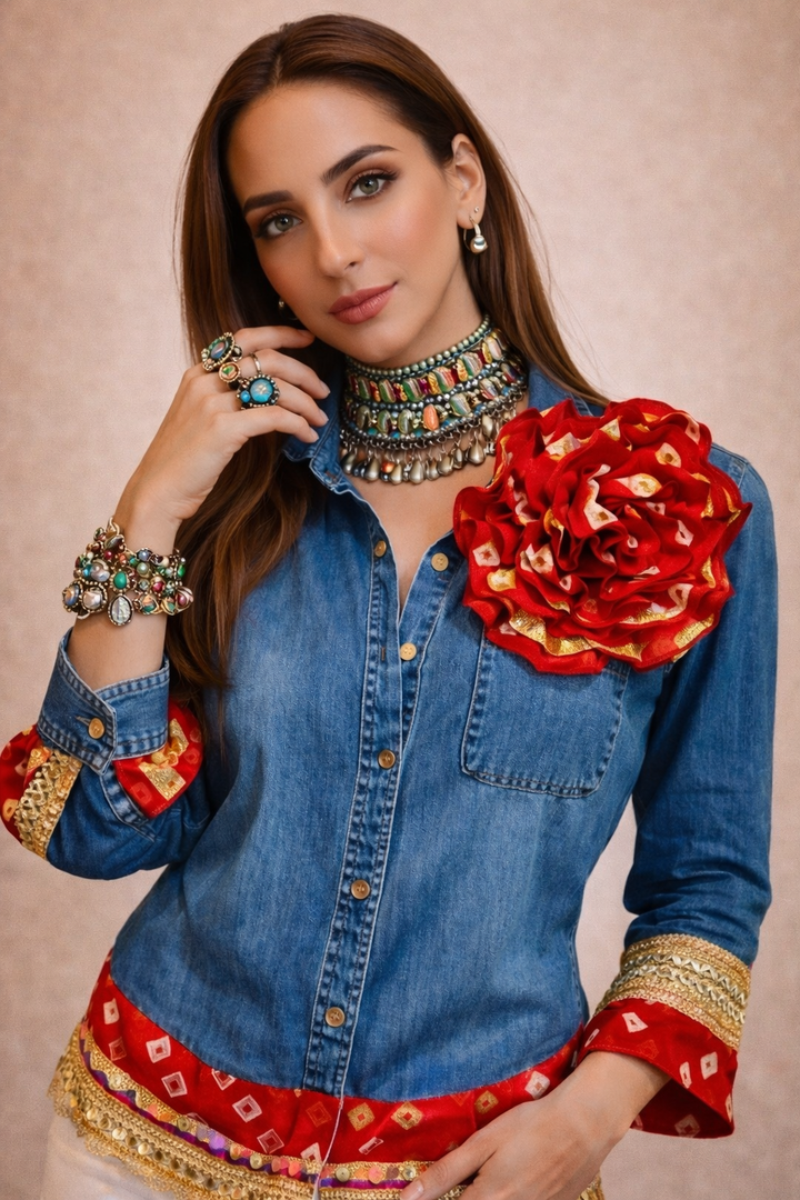 Bandhini Drama Denim Shirt