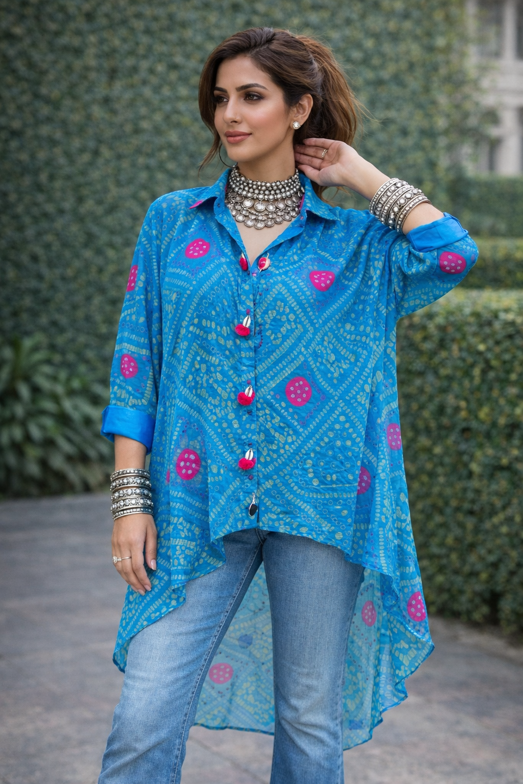 Bandhani High-Low Top