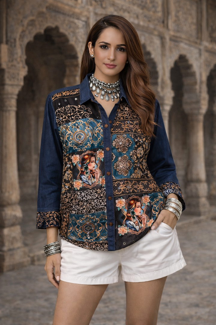Naaz'- Embellished Denim Shirt