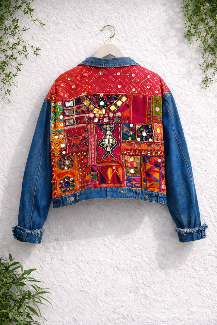 Red Statement Patchwork Jacket