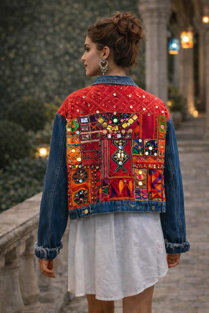 Red Statement Patchwork Jacket