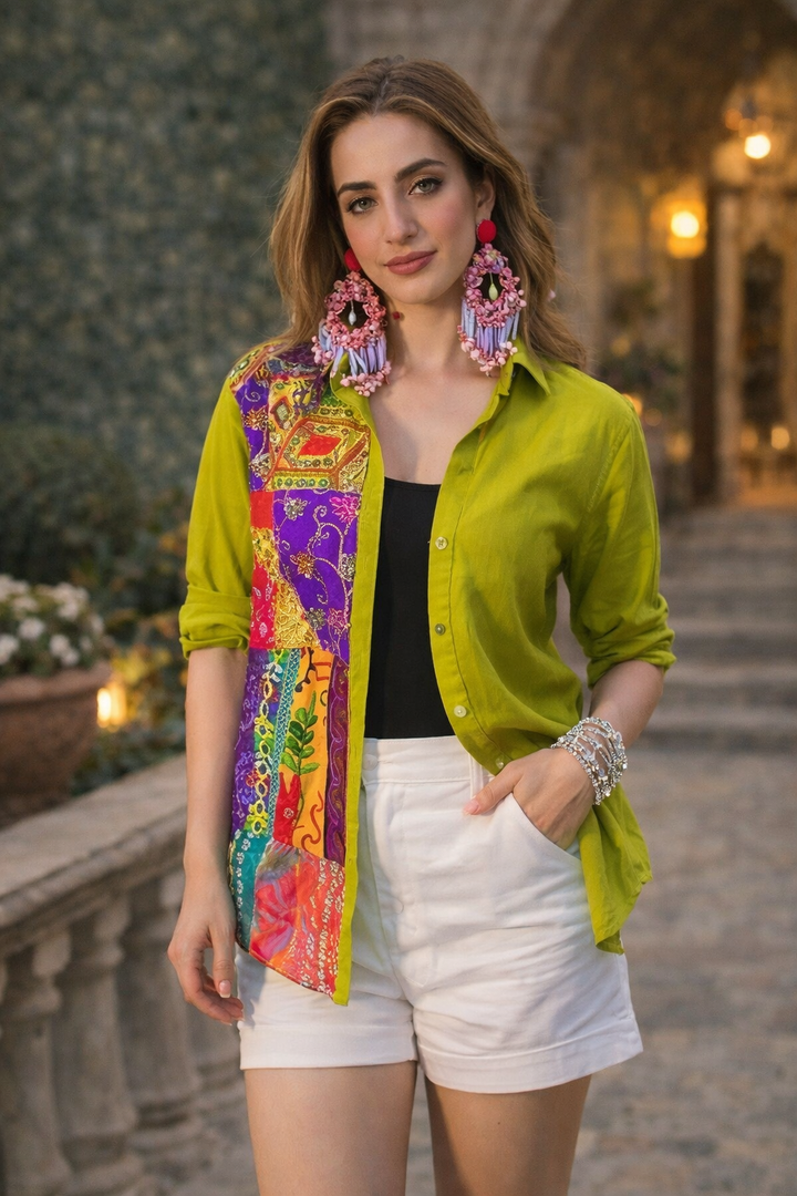 Green Embellished Shirt