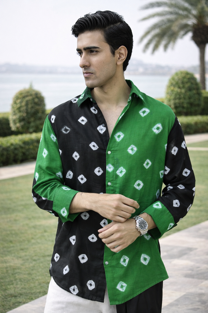 Emerald Noir Bandhani Shirt