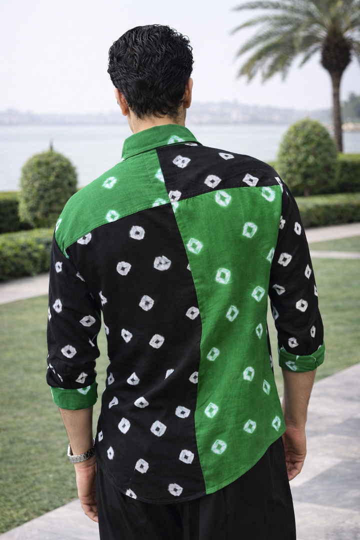 Emerald Noir Bandhani Shirt