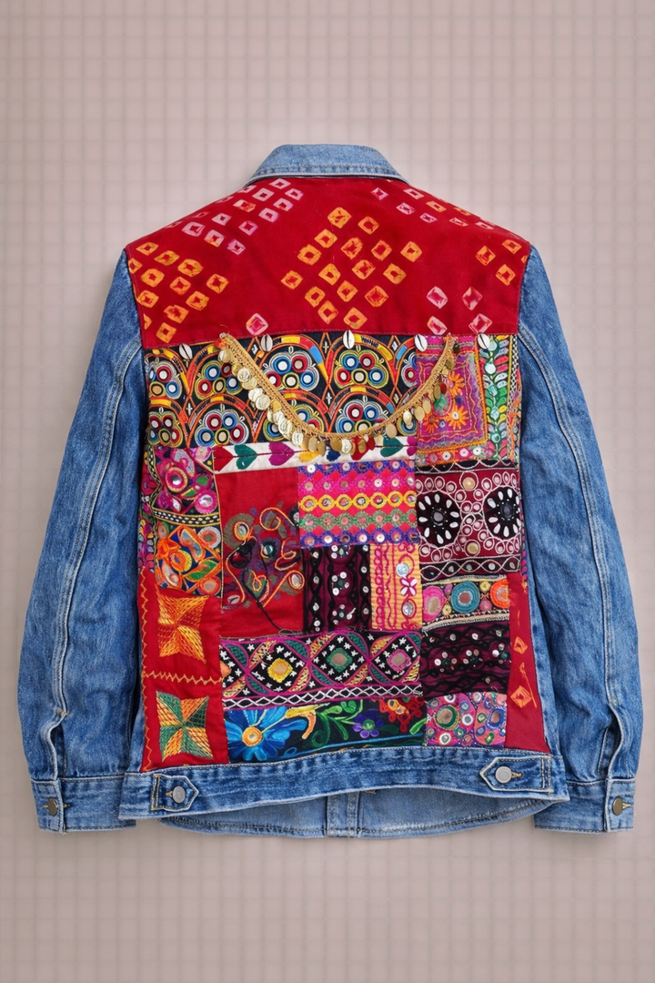 Men Red Bandhini Banjara Jacket