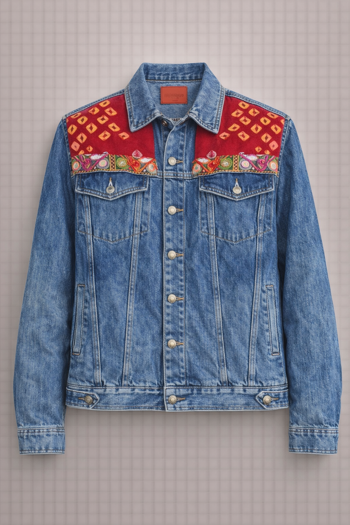 Men Red Bandhini Banjara Jacket