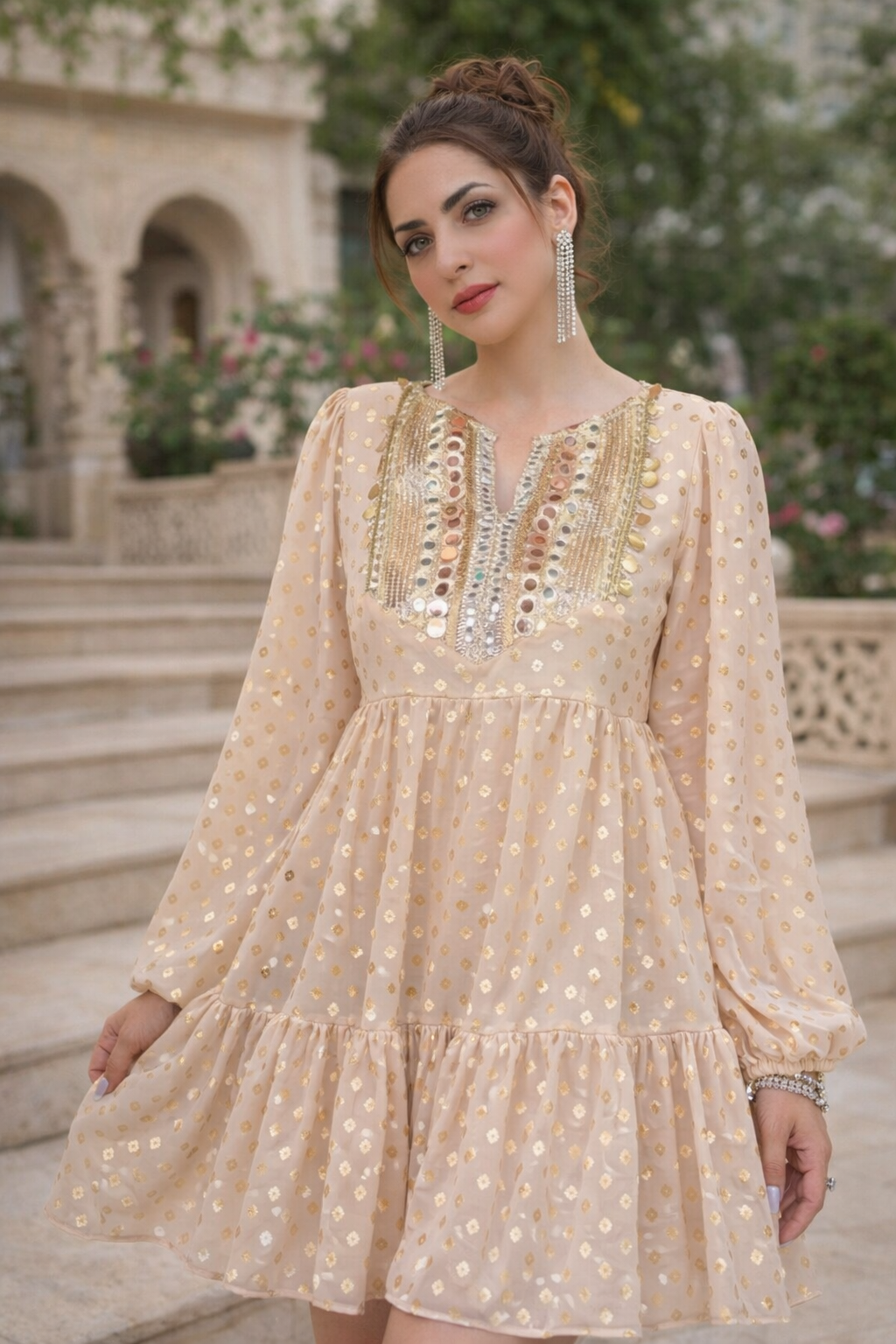 Roshni Gold Boho Dress – banjaratrail
