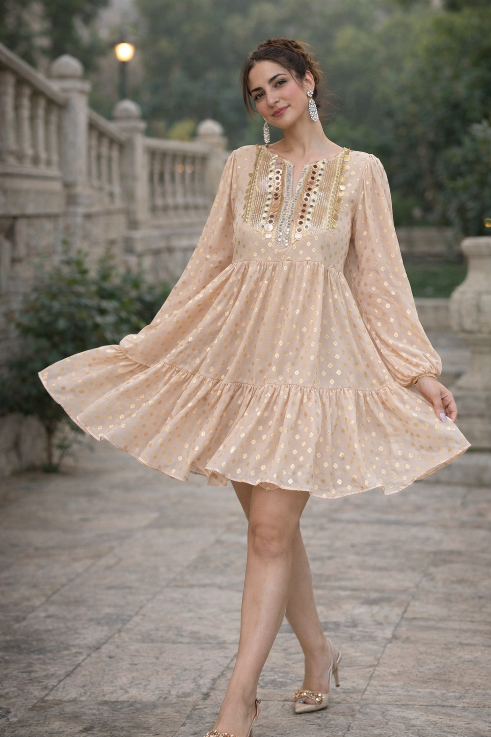 Roshni Gold Boho Dress