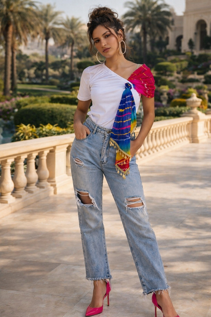Knotty Leheriya Tee White