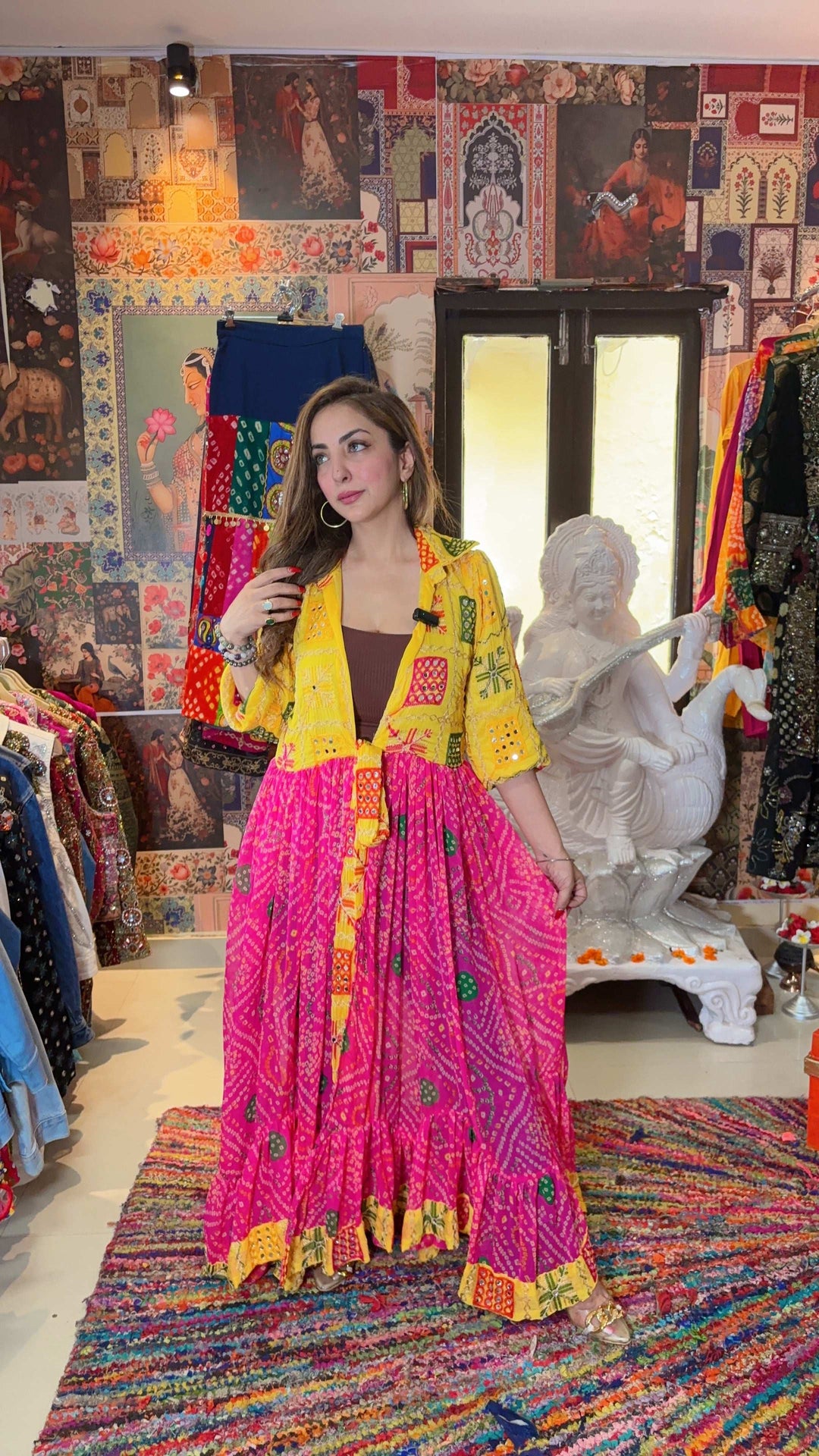 Phulkari ; Bandhani Flared Shrug – Multicolor Variants