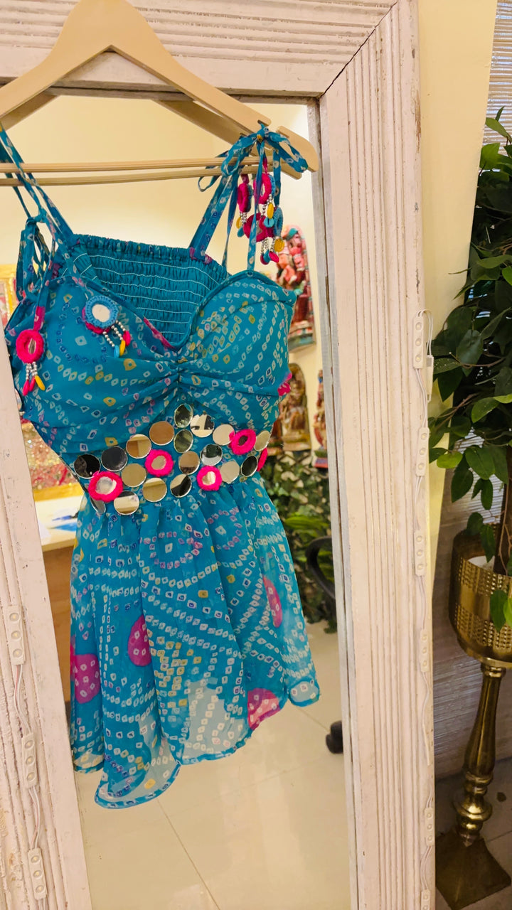 BANDHINI BLUE EMBELLISHED TOP
