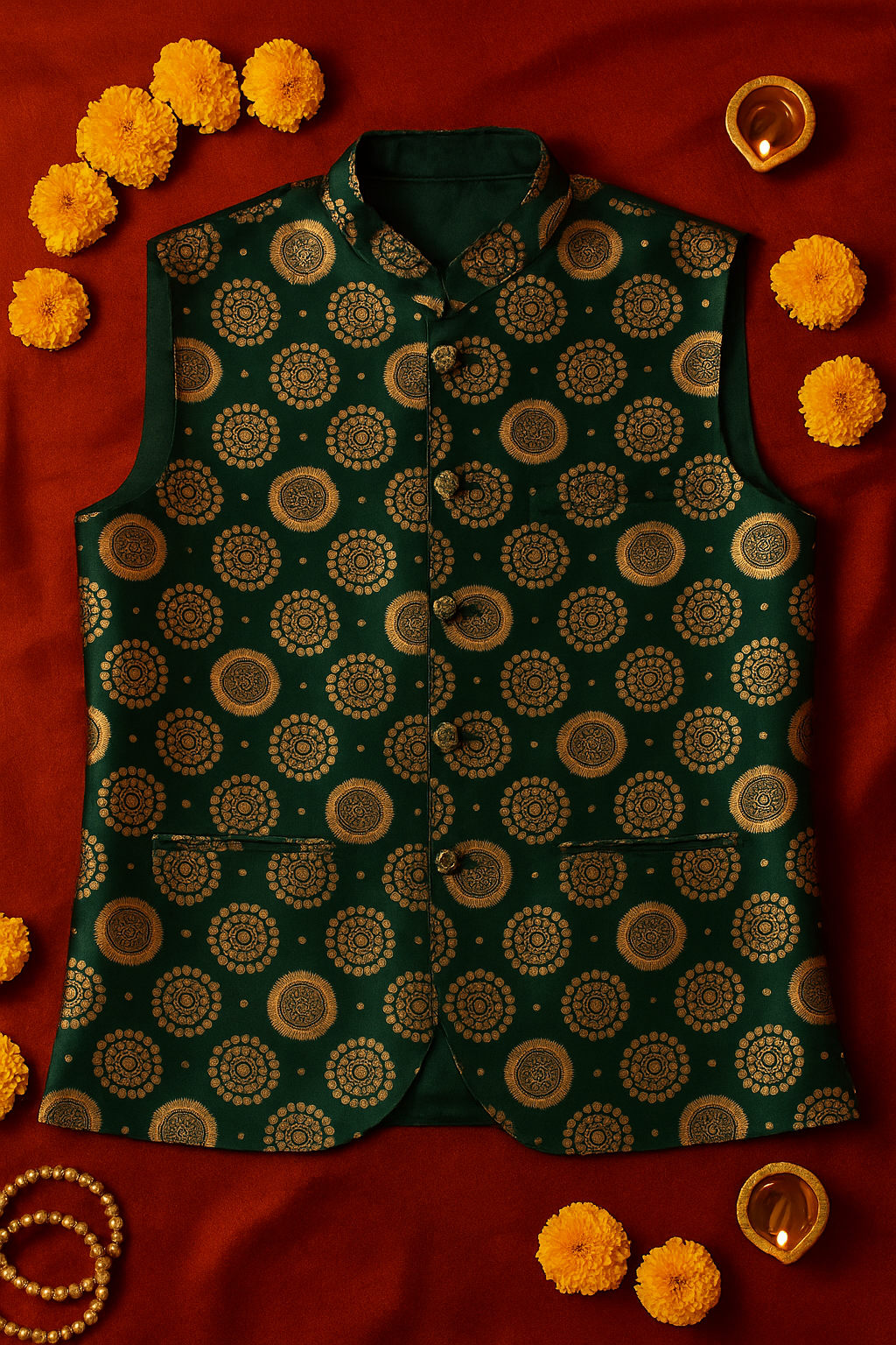 Brocade Nehru Jacket with Circular Motifs