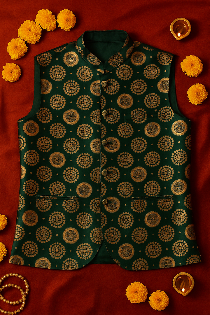 Brocade Nehru Jacket with Circular Motifs