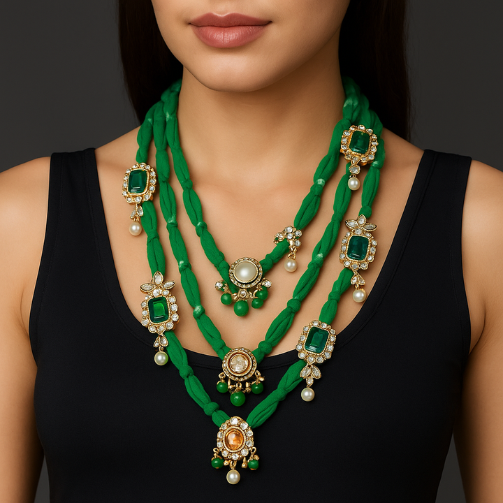Emerald Royalty Kundan Pearl Necklace