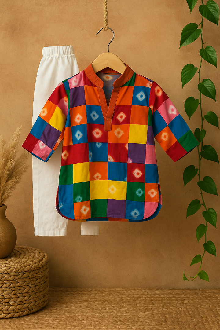 Multicolor Bandhani  Kurta – Boys