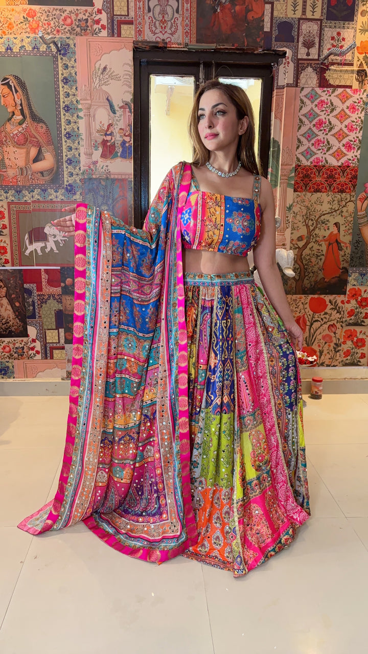 ROSHANARA-Mirror Patchwork Lehenga