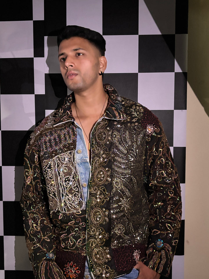 Sufi black embellished jacket