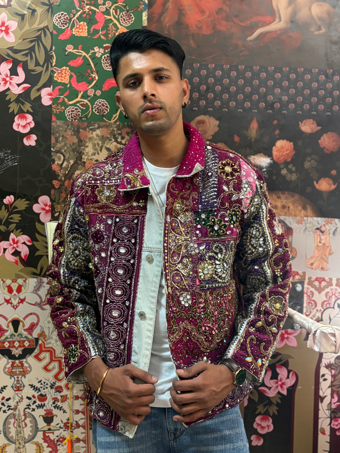 Zahir Purple Embellished Jacket