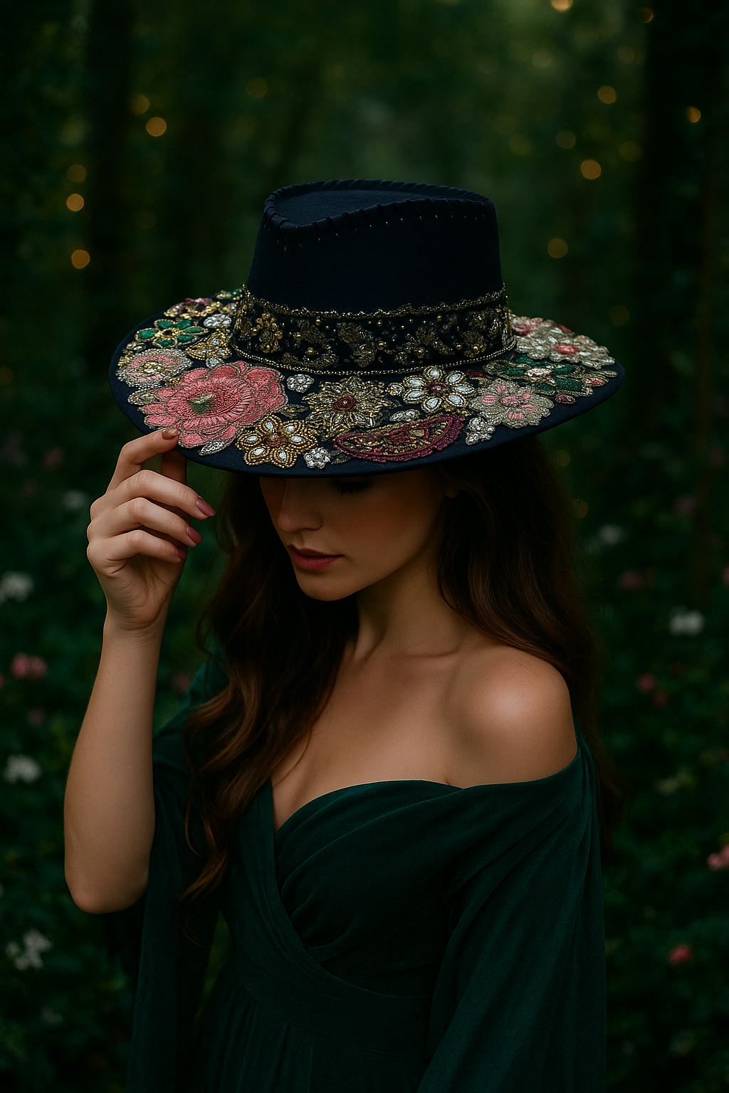 Zyra Cowgirl Embellished Suede Hat