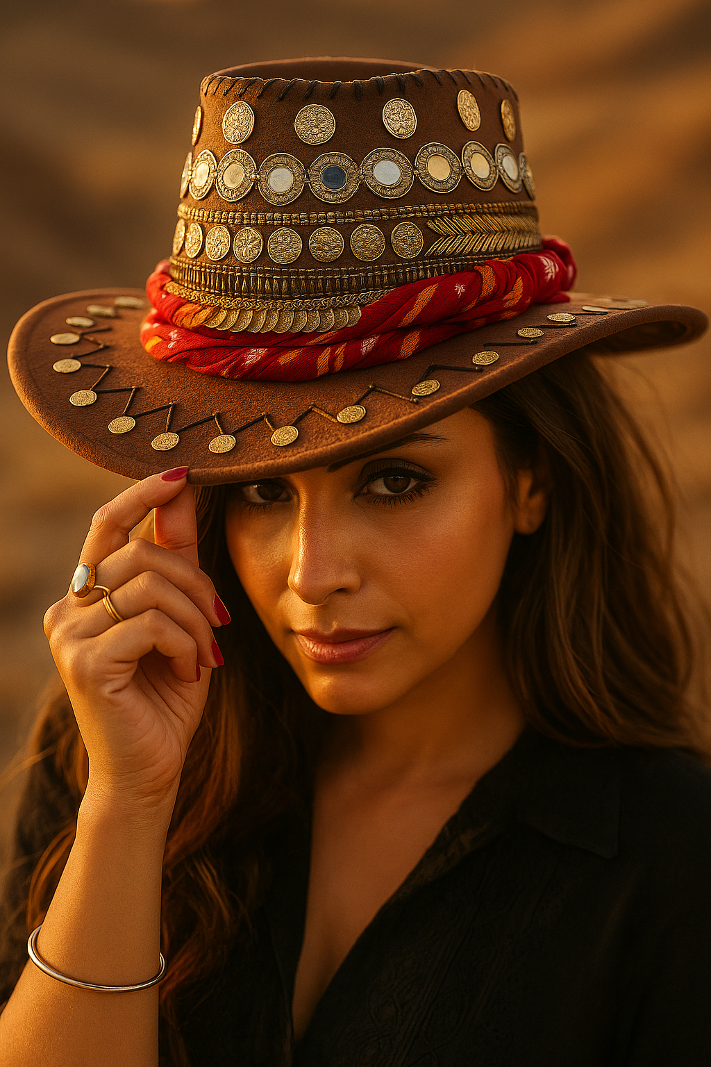 Crimson Coin Suede Cowgirl Hat