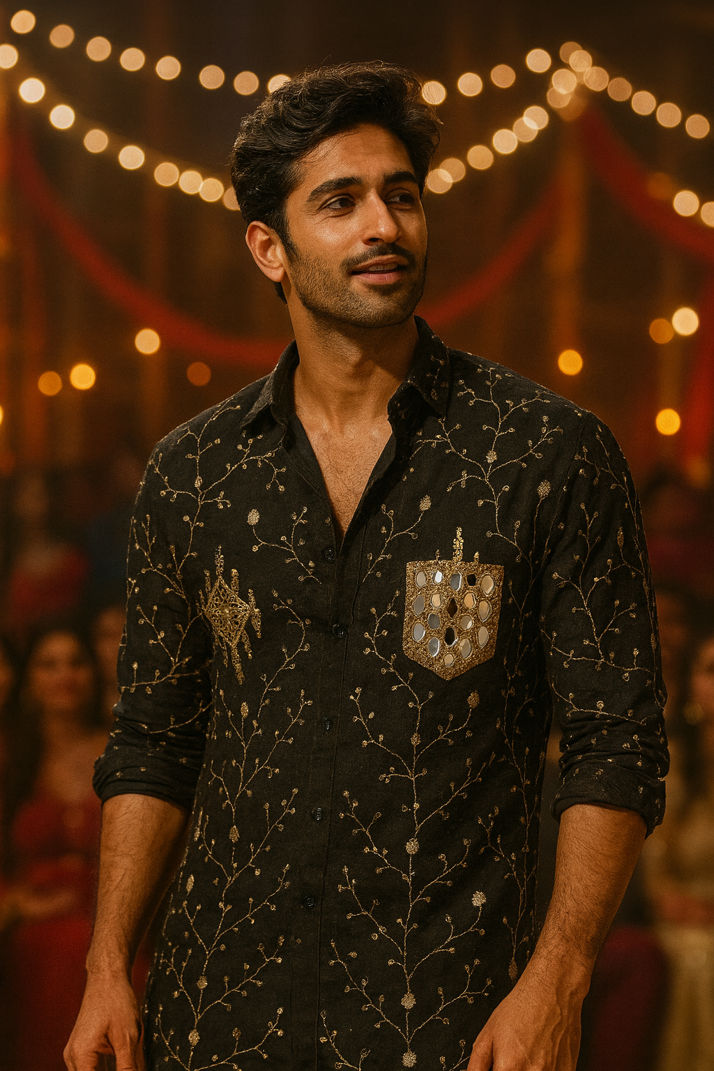 Noir Sutra Mirror Embroidered Shirt