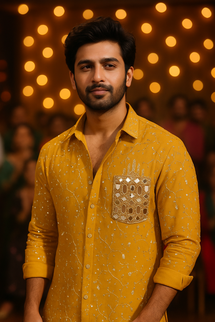 Sunehri Sutra Mirror Embroidered Shirt