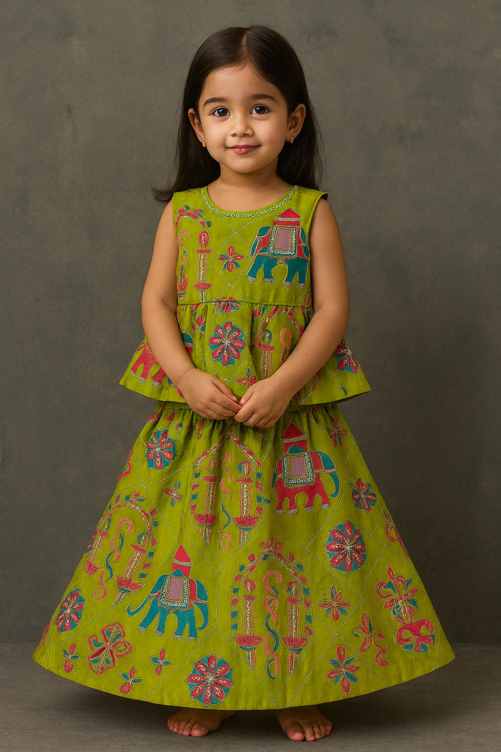 Little Elephant Phulkari Peplum Set