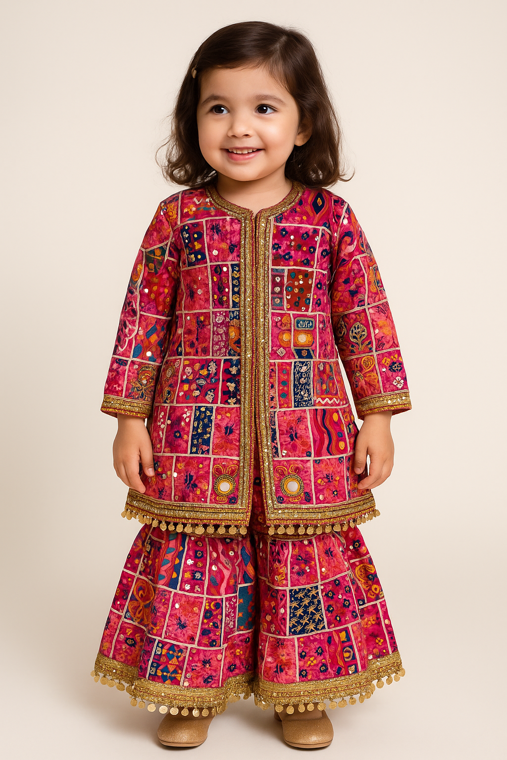Gulabi Banjara Kids Co-ord Set – Handcafted