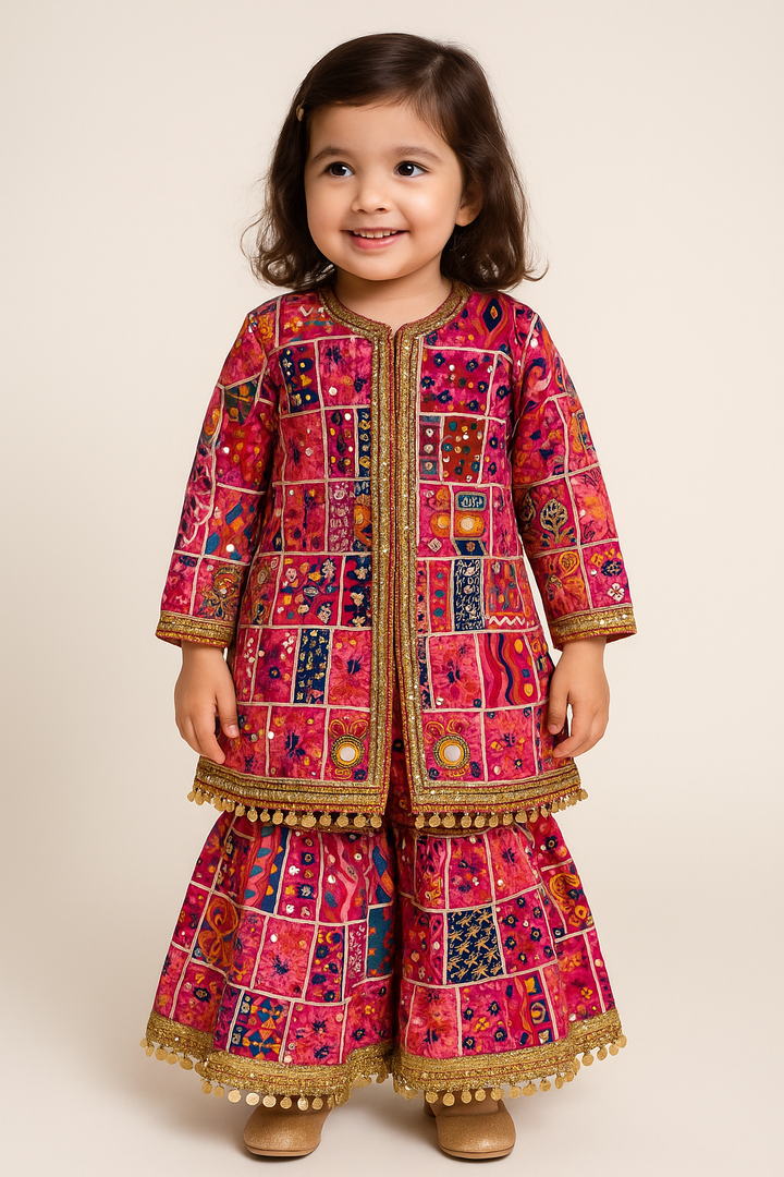 Gulabi Banjara Kids Co-ord Set – Handcafted
