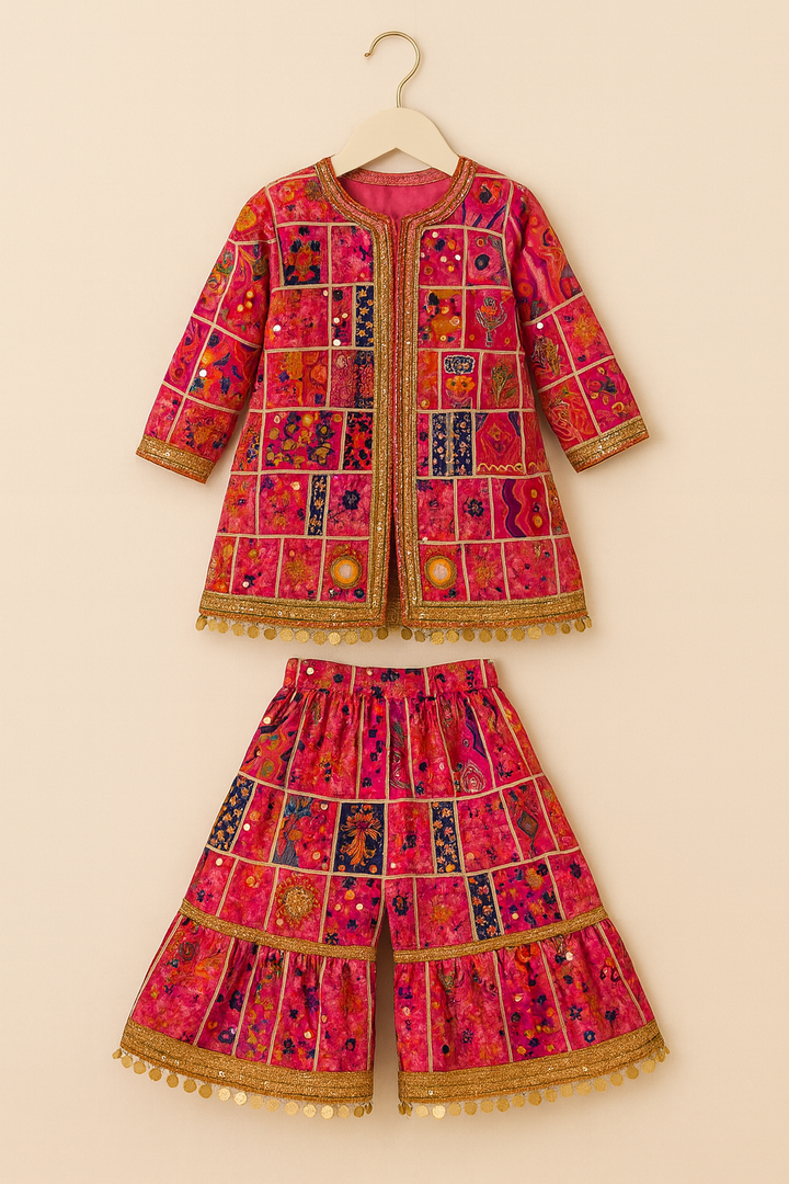 Gulabi Banjara Kids Co-ord Set – Handcafted