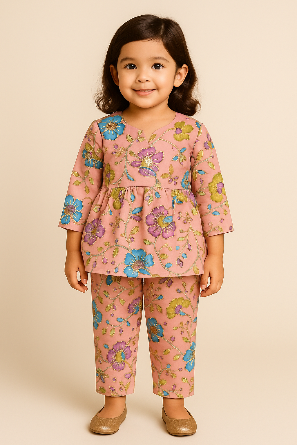 Blush Bloom Embroidered Kurta & Pant Set