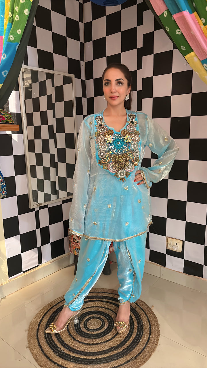 Noor Jahan Aqua Embellished Co-ord Set