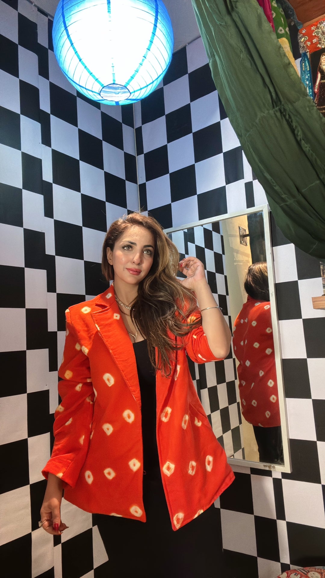 Orange Bandhani Statement Blazer