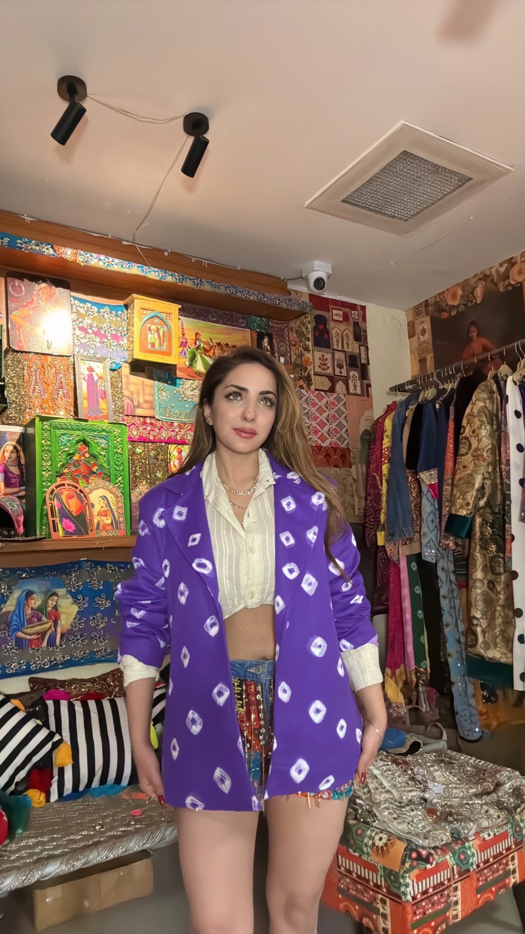 Purple Bandhani Statement Blazer