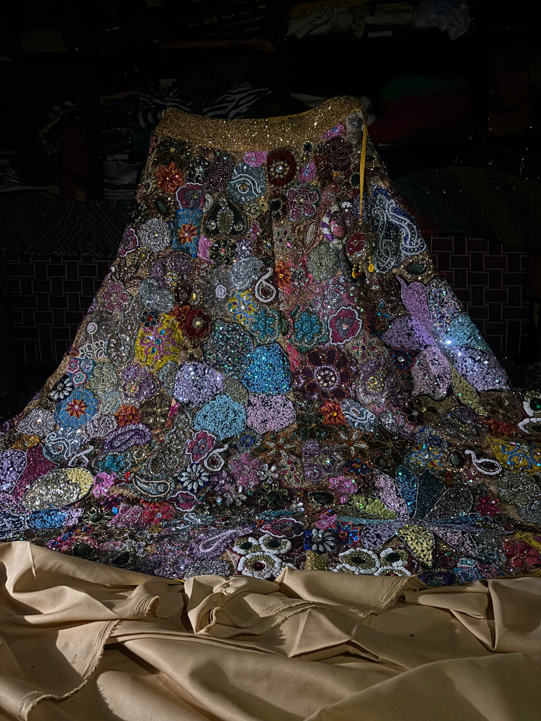 Heera Hand-Embellished Patchwork Skirt