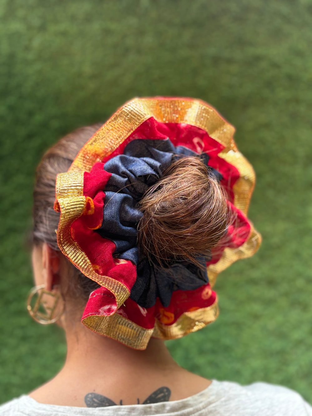 Lalima Festive Scrunchie | Bandhani Oversized Bun Wrap - banjaratrail