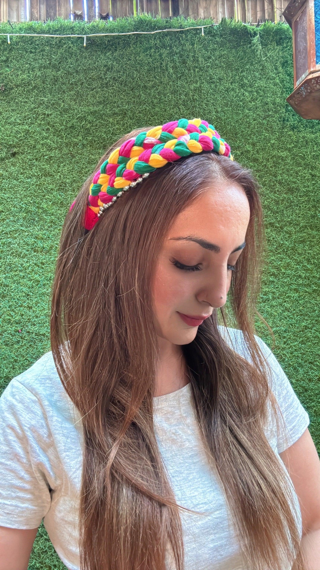 Bandhani Gulaal Braided Crown | Multicolor Festive Headband - banjaratrail