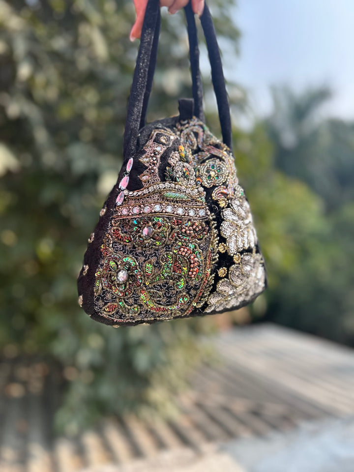 Black Royal Heirloom Embellished Potli