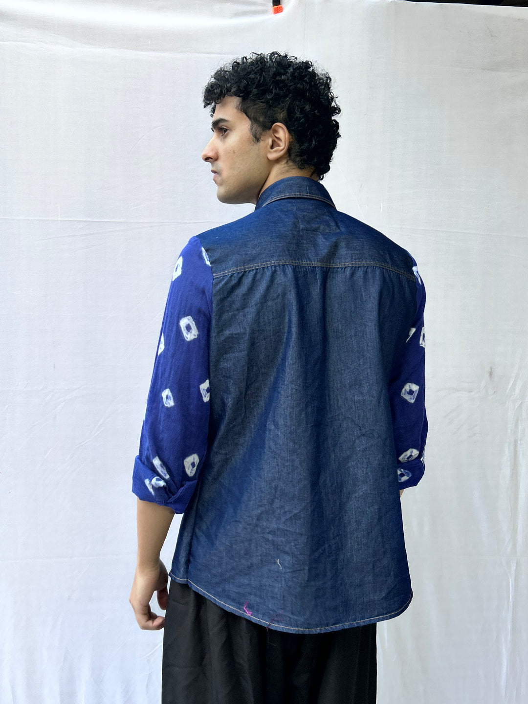Neelkaar  Ghungroo Bandhani Denim Shirt