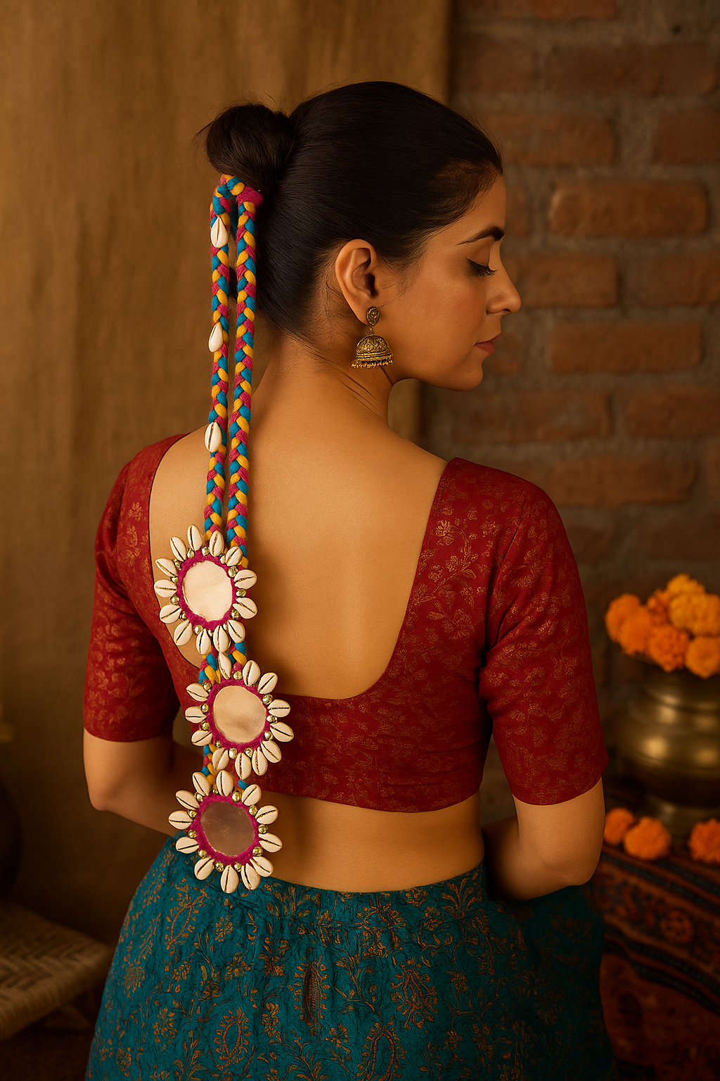 Tribal Mirror & Cowrie Hair Braider  Multicolor Handmade Accessory - banjaratrail