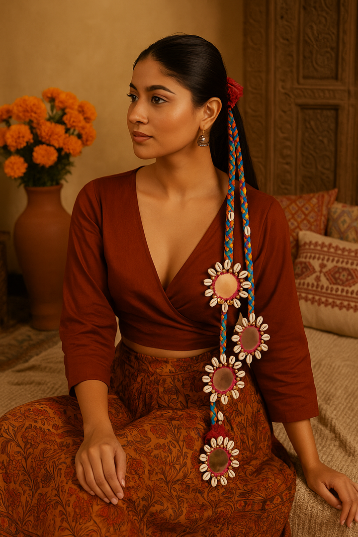 Tribal Mirror & Cowrie Hair Braider  Multicolor Handmade Accessory - banjaratrail