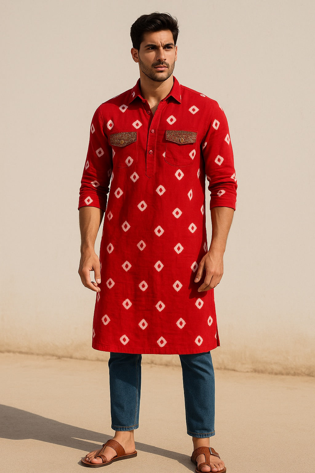 Bandhani Kurta Men