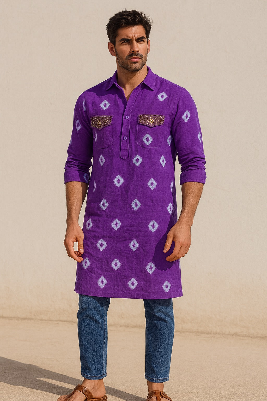 Bandhani Kurta Men