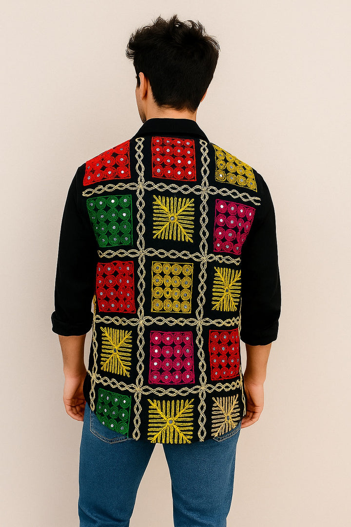 Boho Mirror Patch Embroidered shirt