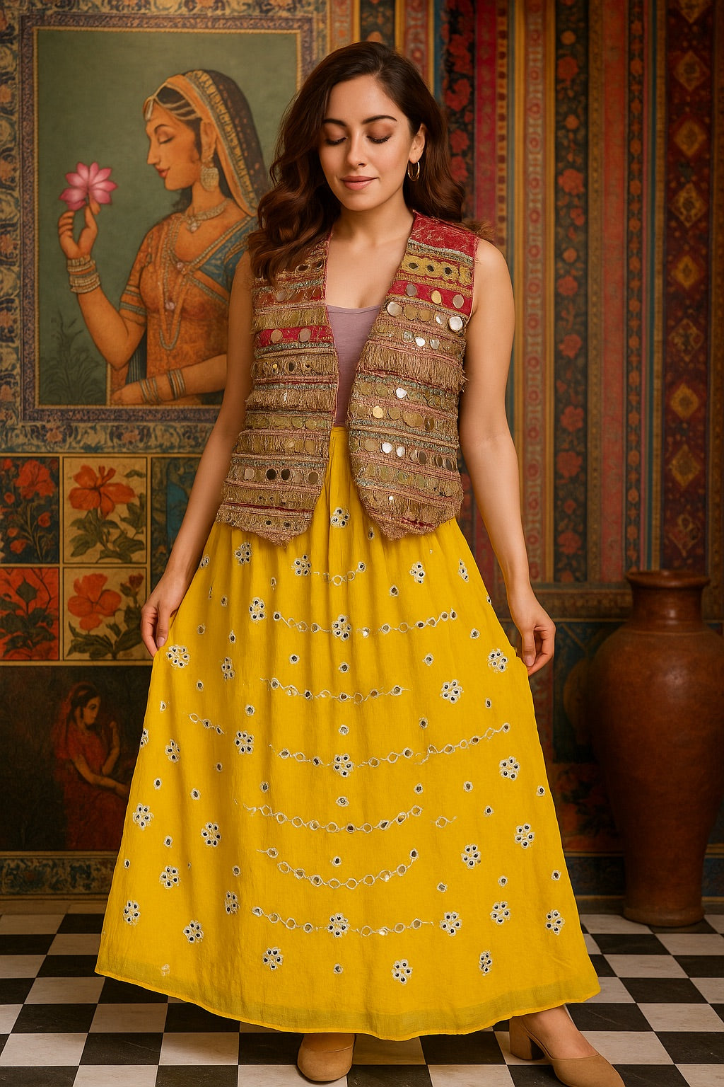 banjara vest and skirt set
