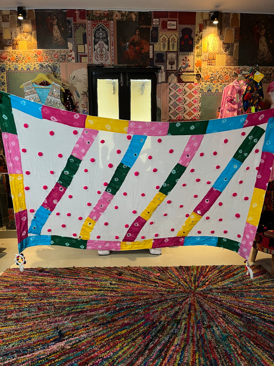 Multistyle Bandhani Patchwork Stole with Belt