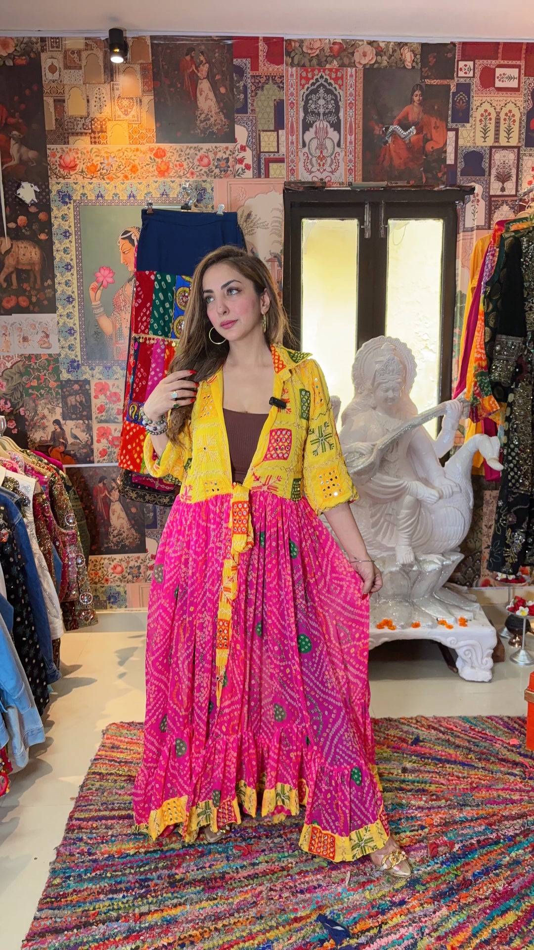 Phulkari ; Bandhani Flared Shrug – Multicolor Variants