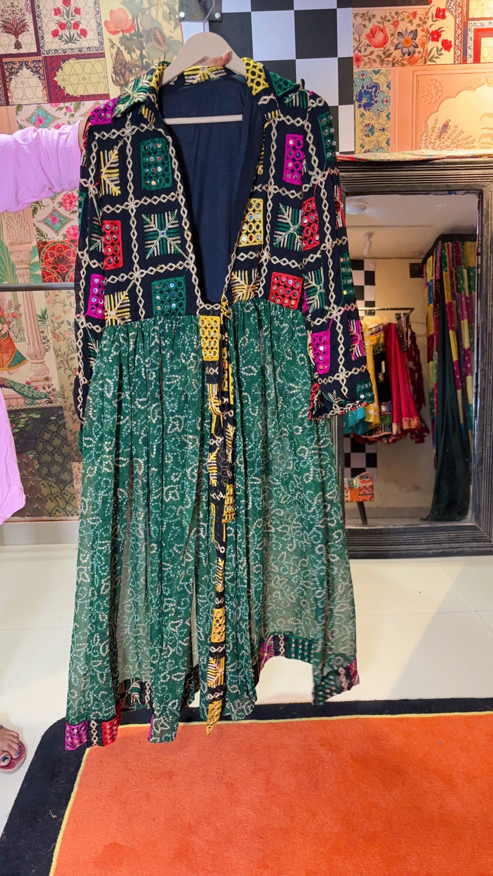 Phulkari ; Bandhani Flared Shrug – Multicolor Variants