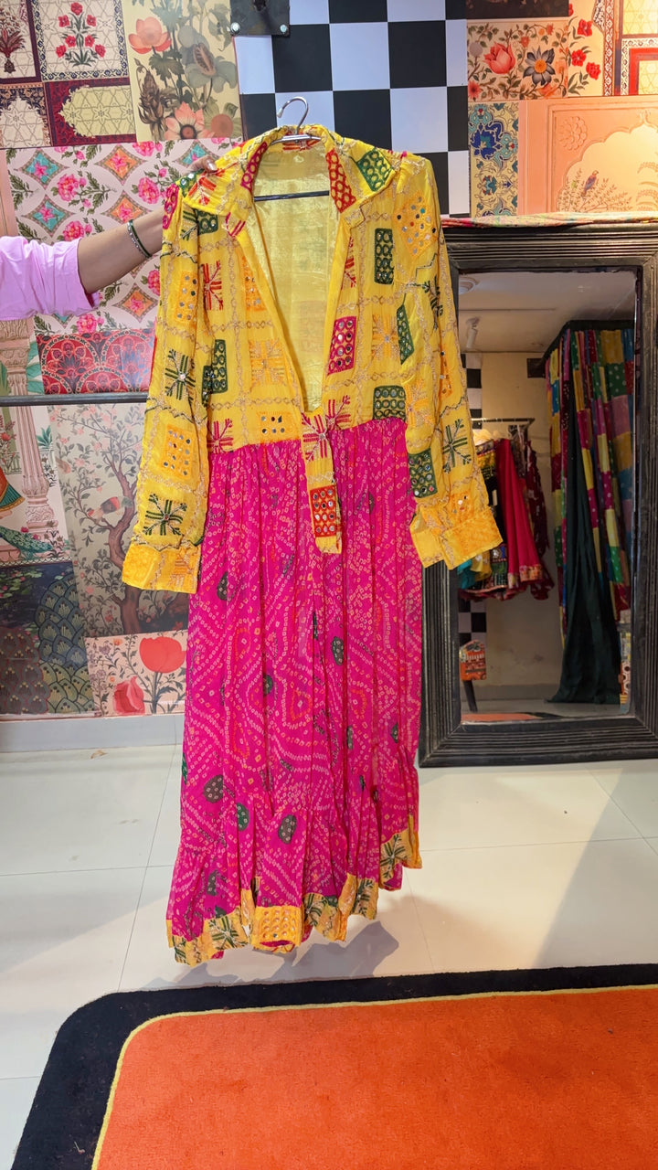 Phulkari ; Bandhani Flared Shrug – Multicolor Variants