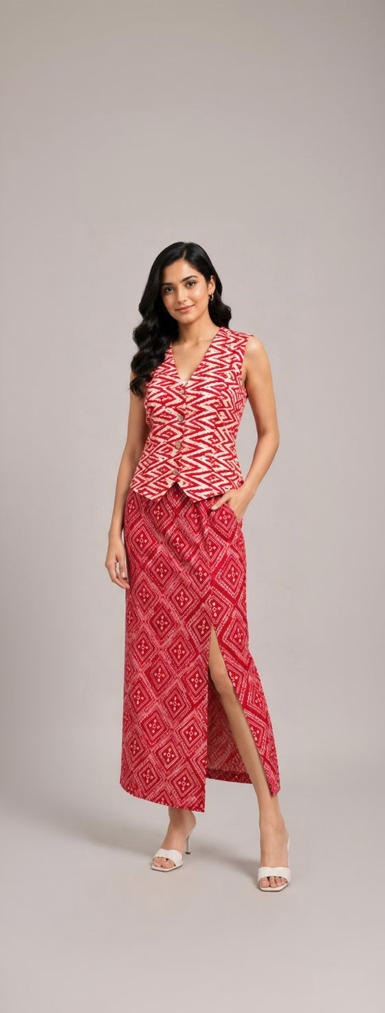 The Crimson Heritage Waistcoat & Skirt Set
